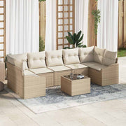 Conjunto de Sofá de Jardim 8 pcs Bege e Creme 55 x 55 x 37 cm