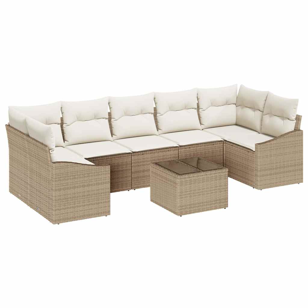 Conjunto de Sofá de Jardim 8 pcs Bege e Creme 55 x 55 x 37 cm