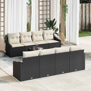 Conjunto de Sofá de Jardim 7 pcs Preto e Creme 55 x 55 x 37 cm