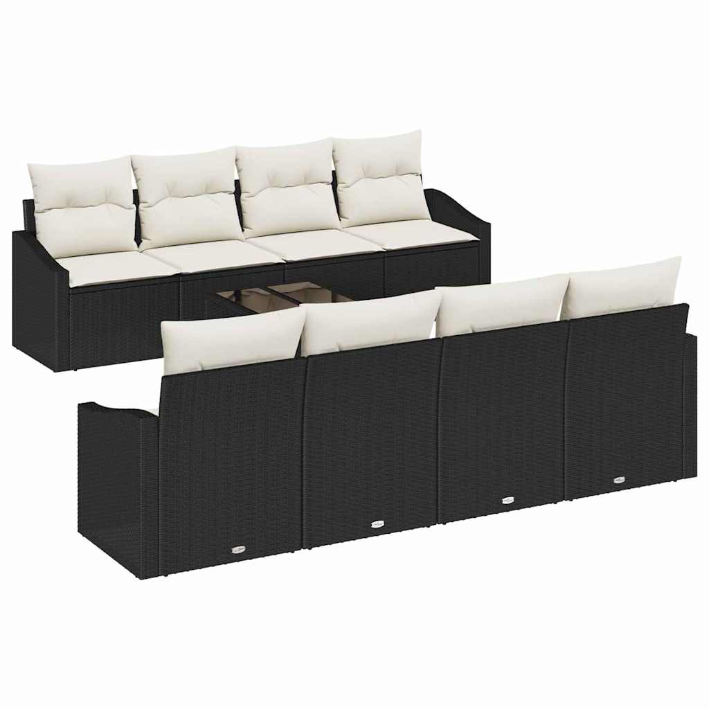 Conjunto de Sofá de Jardim 7 pcs Preto e Creme 55 x 55 x 37 cm