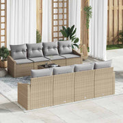 Conjunto de Sofá de Jardim 7 pcs Bege e Cinza 55 x 55 x 37 cm