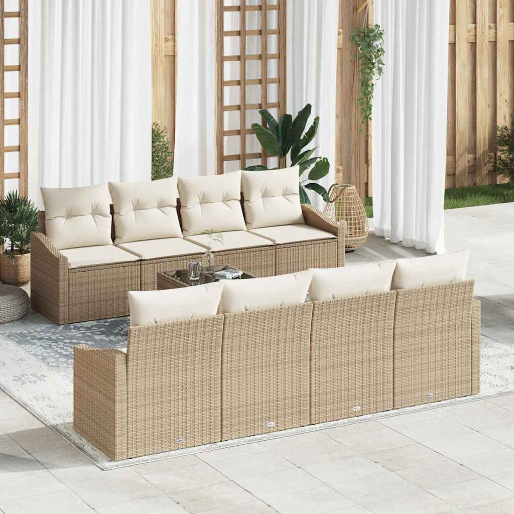 Conjunto de Sofá de Jardim 7 pcs Bege e Creme 55 x 55 x 37 cm
