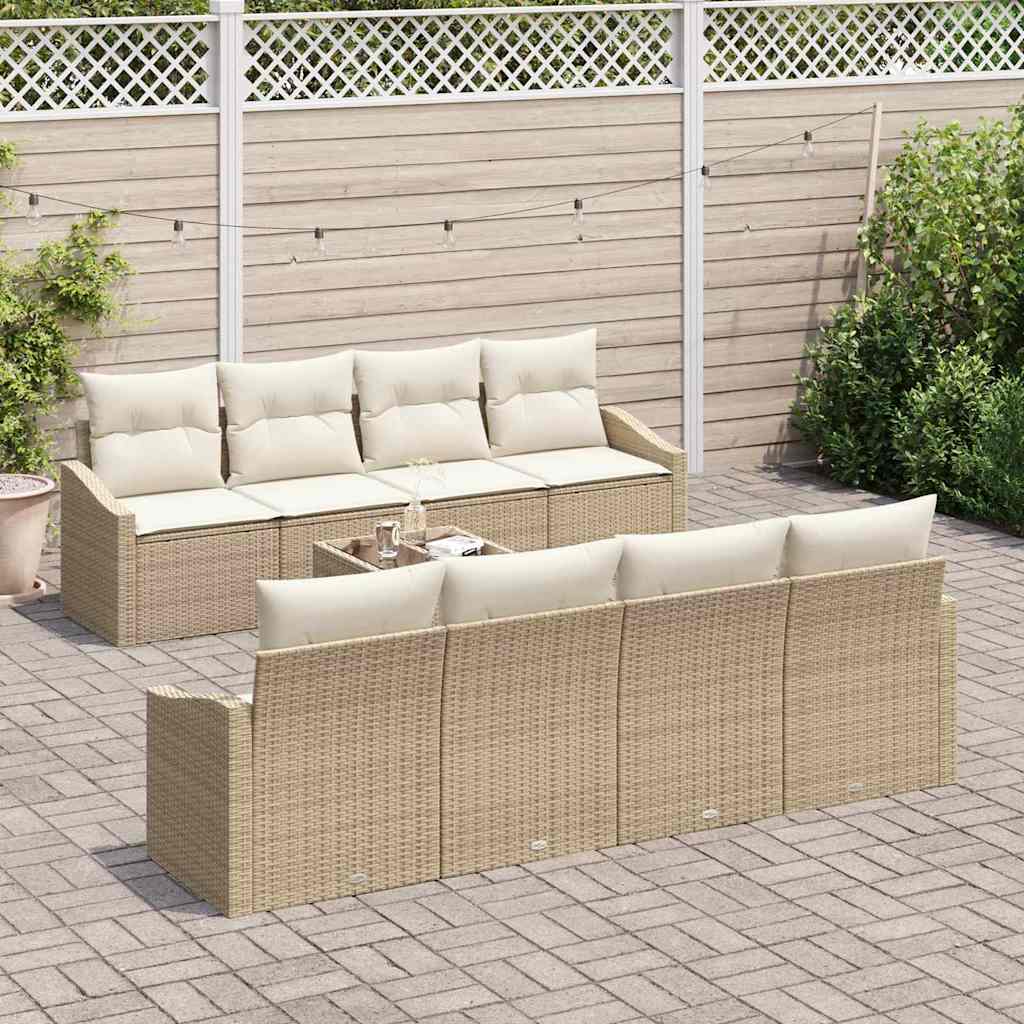 Conjunto de Sofá de Jardim 7 pcs Bege e Creme 55 x 55 x 37 cm