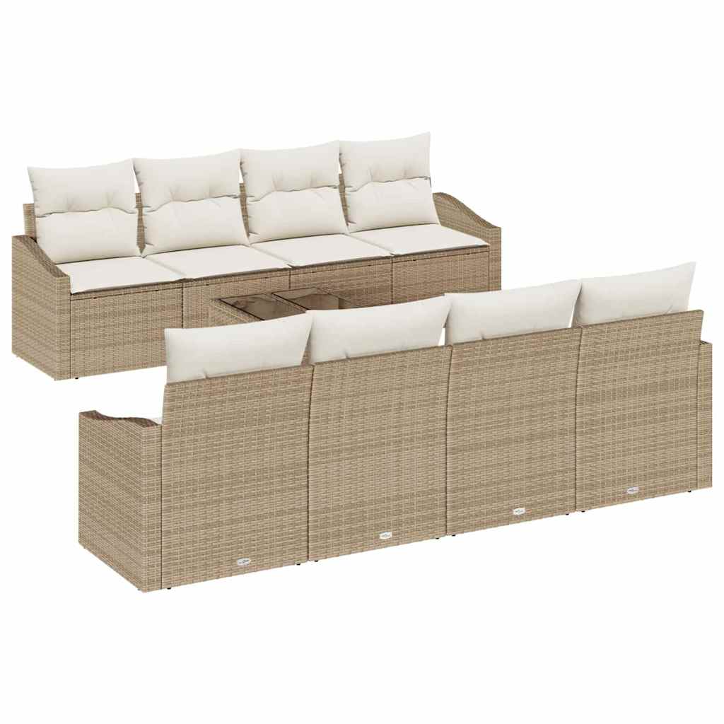 Conjunto de Sofá de Jardim 7 pcs Bege e Creme 55 x 55 x 37 cm