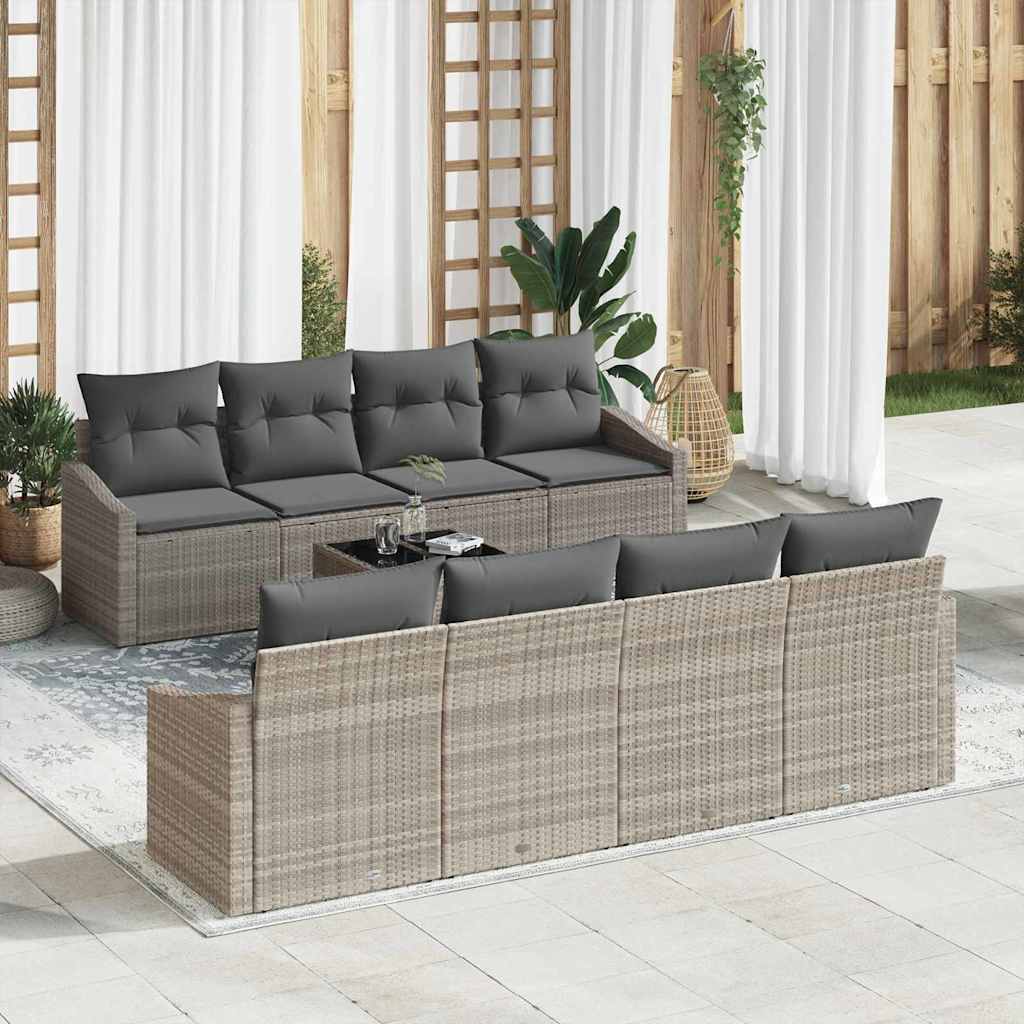 Conjunto de Sofá de Jardim 7 pcs Cinza Claro e Cinza Escuro
