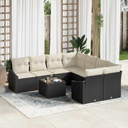 Conjunto de Sofá de Jardim 9 pcs Preto e Creme 55 x 55 x 37 cm