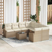 Conjunto de Sofá de Jardim 9 pcs Bege e Creme 55 x 55 x 37 cm