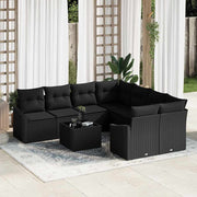 Conjunto de Sofá de Jardim Manual 9 pcs Preto 55 x 55 x 37 cm