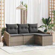 Conjunto de Sofá de Jardim com almofada 4 pcs Cinzeto