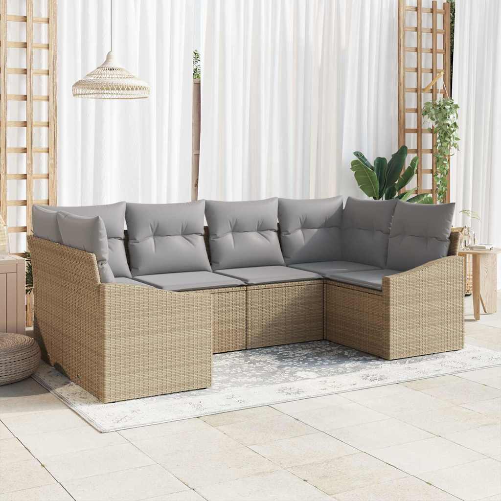Conjunto de Sofá de Jardim 6 pcs Bege e Cinza Claro