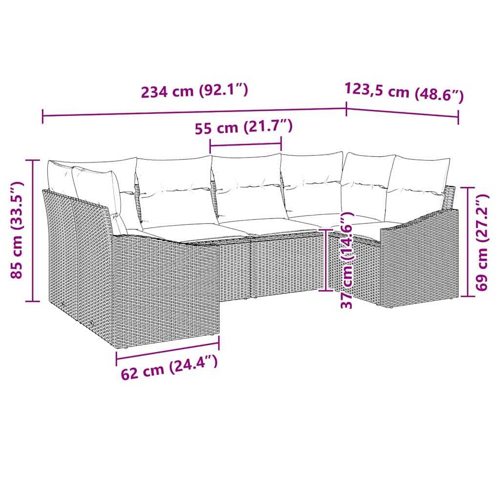 Conjunto de Sofá de Jardim 6 pcs Bege e Cinza Claro