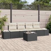 Conjunto de Sofá de Jardim 5 pcs Preto e Creme 55 x 55 x 37 cm