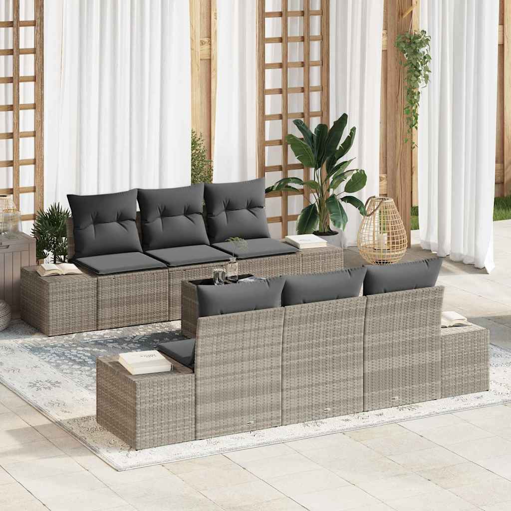 Conjunto de Sofá de Jardim 7 pcs Cinza Claro e Cinza Escuro