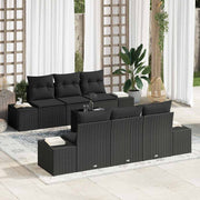 Conjunto de Sofá de Jardim Manual 7 pcs Preto 55 x 55 x 37 cm