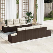 Conjunto de Sofá de Jardim 8 pcs Marrom e Creme 55 x 55 x 37 cm