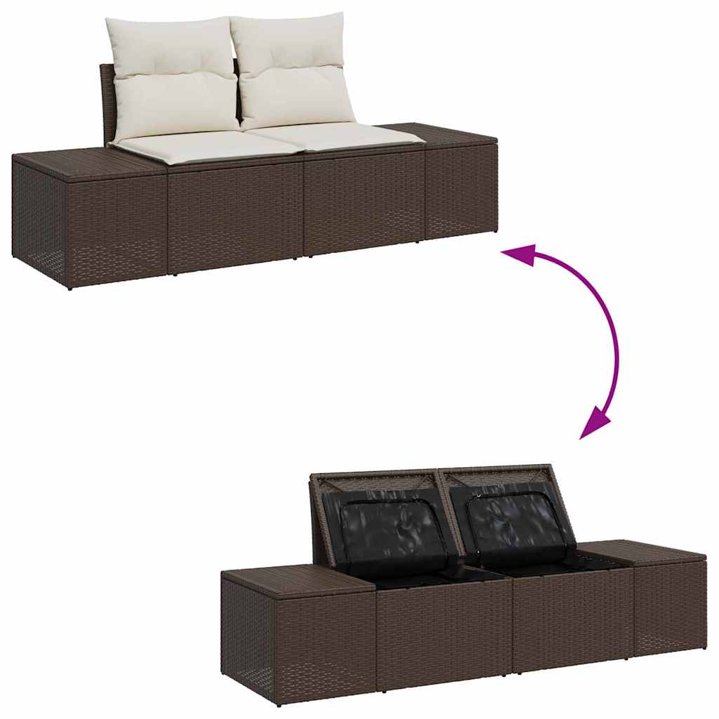 Conjunto de Sofá de Jardim 8 pcs Marrom e Creme 55 x 55 x 37 cm