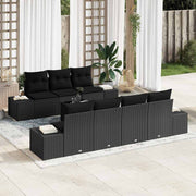 Conjunto de Sofá de Jardim Manual 8 pcs Preto 55 x 55 x 37 cm