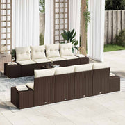 Conjunto de Sofá de Jardim 7 pcs Marrom e Creme 55 x 55 x 37 cm