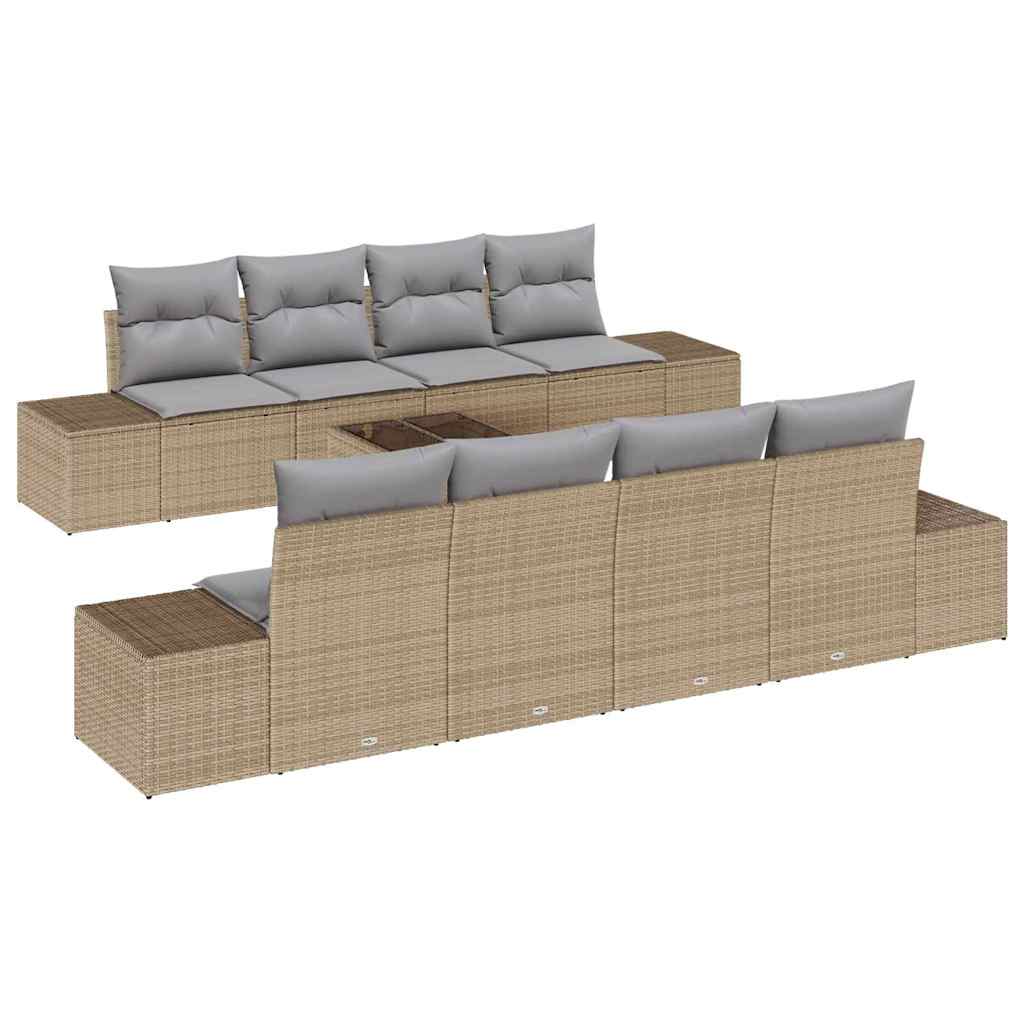 Conjunto de Sofá de Jardim 7 pcs Bege e Cinza 55 x 55 x 37 cm