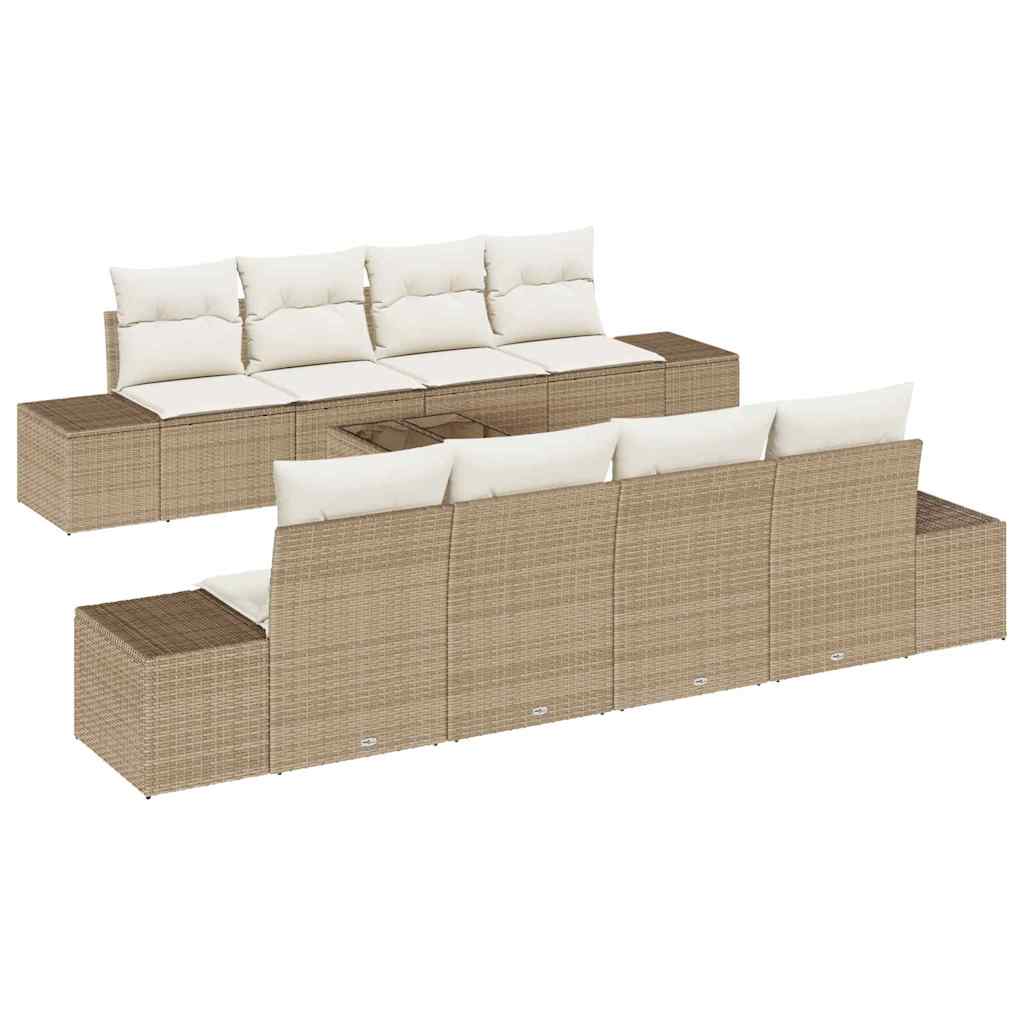 Conjunto de Sofá de Jardim 7 pcs Bege e Creme 55 x 55 x 37 cm