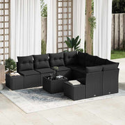 Conjunto de Sofá de Jardim Manual 9 pcs Preto 55 x 55 x 37 cm