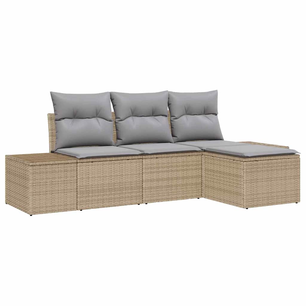Conjunto de Sofá de Jardim 4 pcs Bege e Cinza Claro
