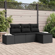 Conjunto de Sofá de Jardim com almofada 4 pcs Preto