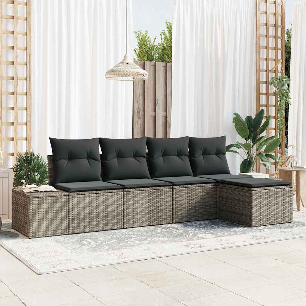 Conjunto de Sofá de Jardim com almofada 5 pcs Cinzeto