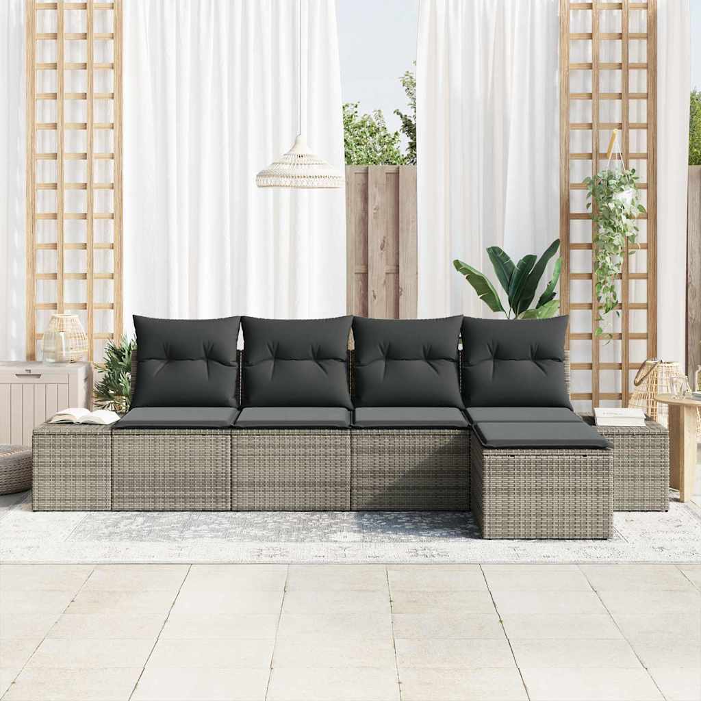 Conjunto de Sofá de Jardim com almofada 5 pcs Cinzeto