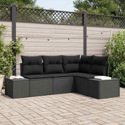 Conjunto de Sofá de Jardim com almofada 4 pcs Preto