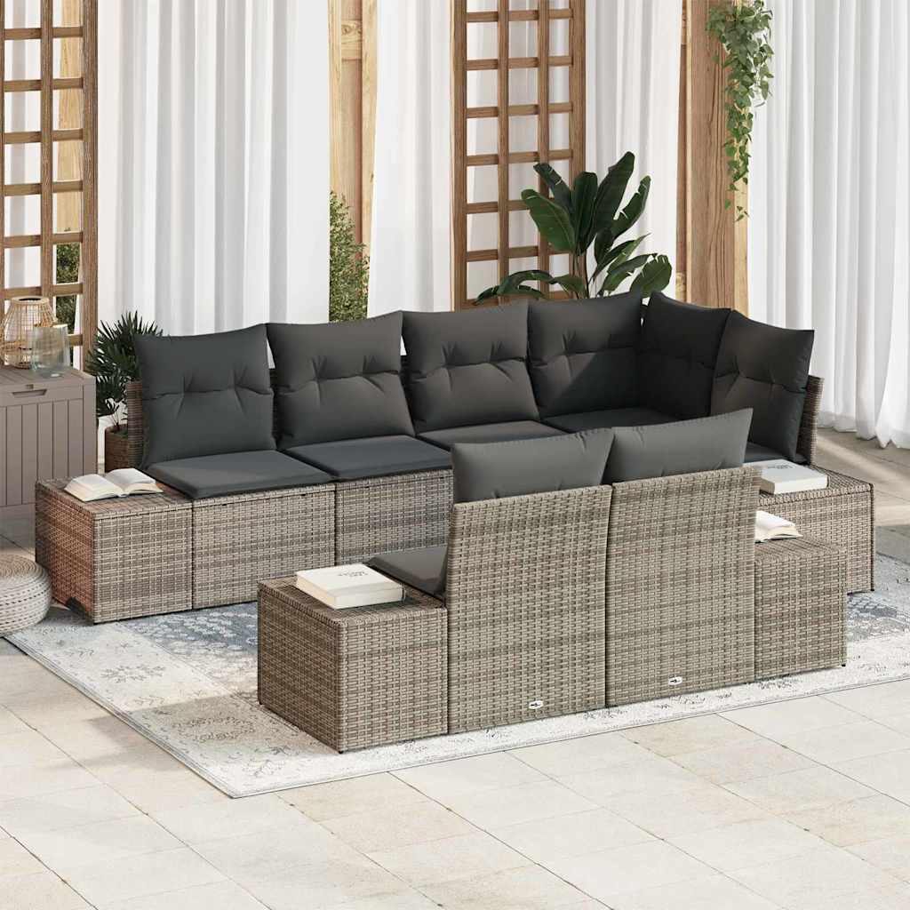 Conjunto de Sofá de Jardim com almofada 7 pcs Cinzeto