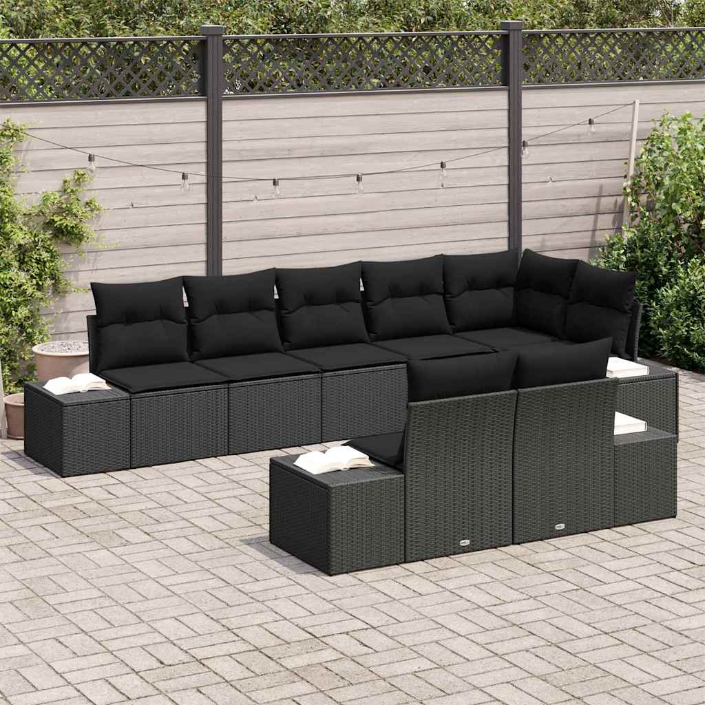 Conjunto de Sofá de Jardim 8 pcs Preto 319 x 154 x 85 cm