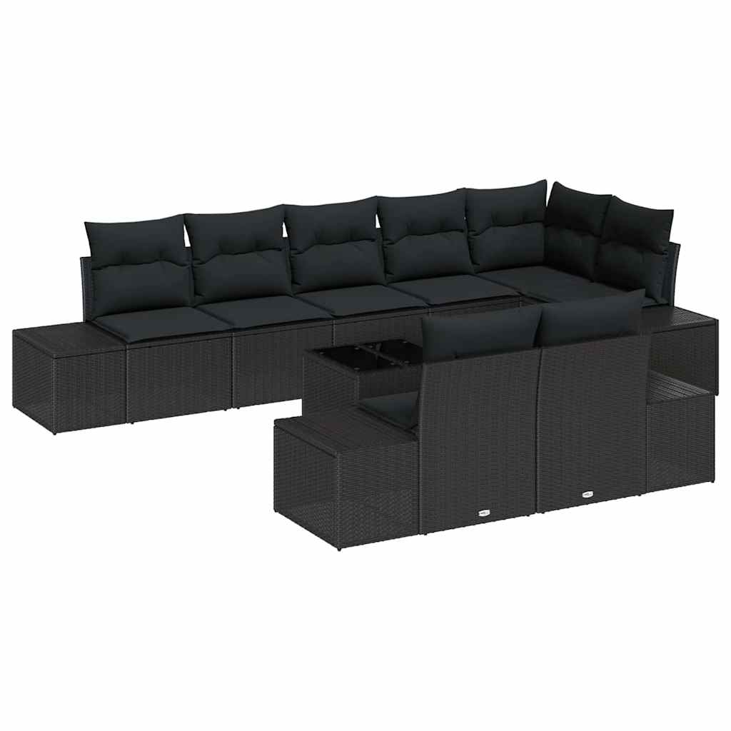 Conjunto de Sofá de Jardim 9 pcs Preto 319 x 154 x 85 cm