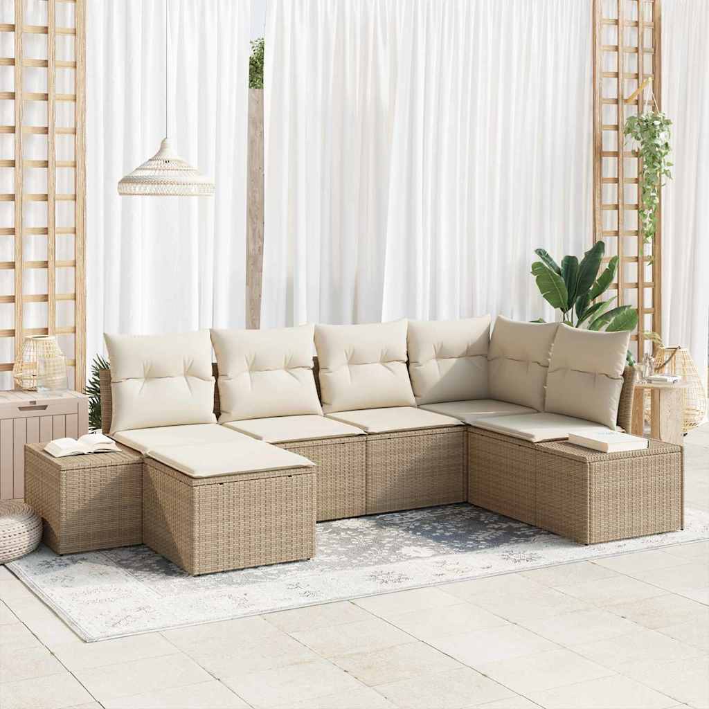 Conjunto de Sofá de Jardim 6 pcs bege e creme 264 x 154 x 85 cm