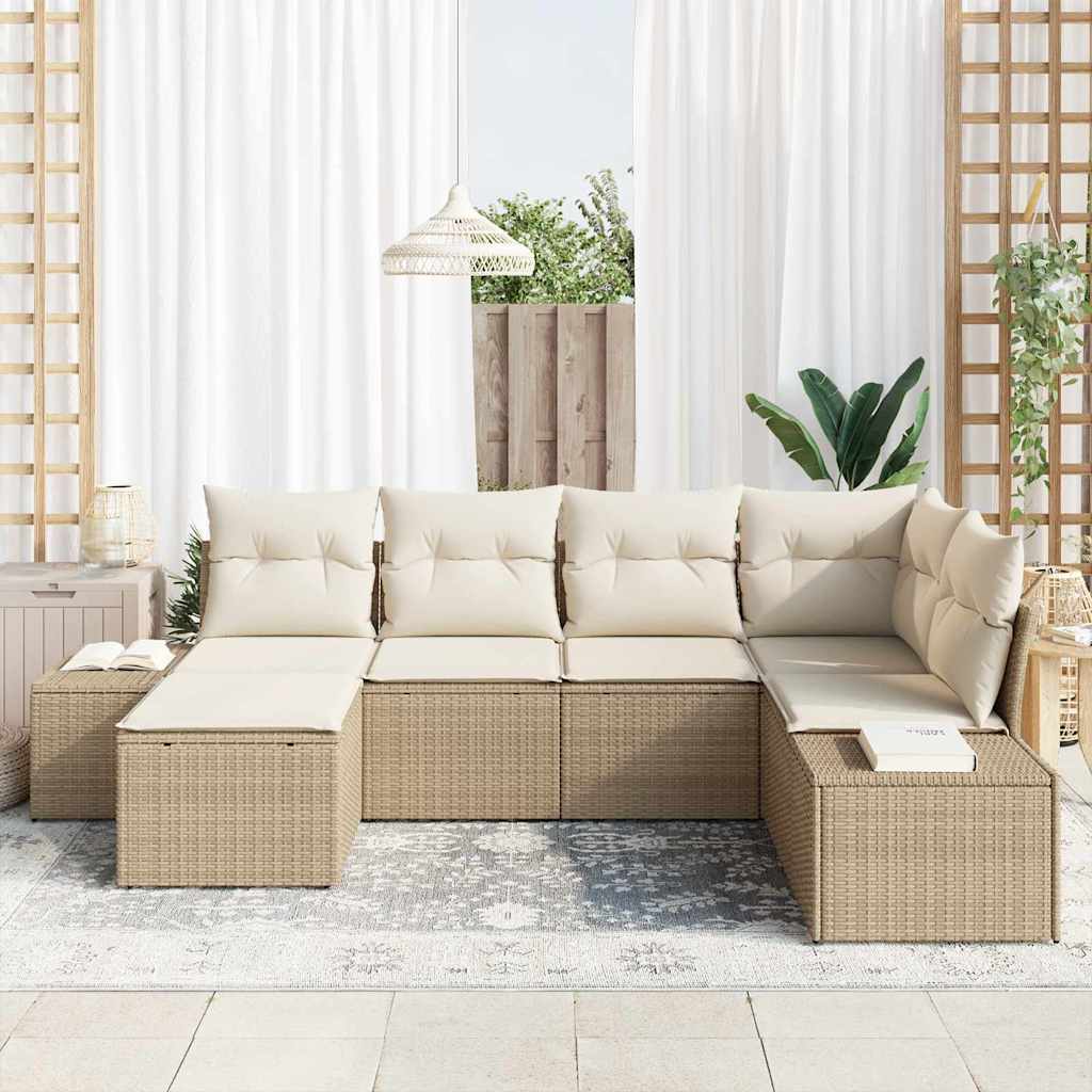 Conjunto de Sofá de Jardim 6 pcs bege e creme 264 x 154 x 85 cm