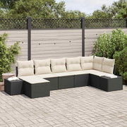 Conjunto de Sofá de Jardim 7 pcs Preto Rattan Sintético