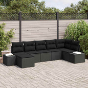 Conjunto de Sofá de Jardim 7 pcs Preto Rattan Sintético