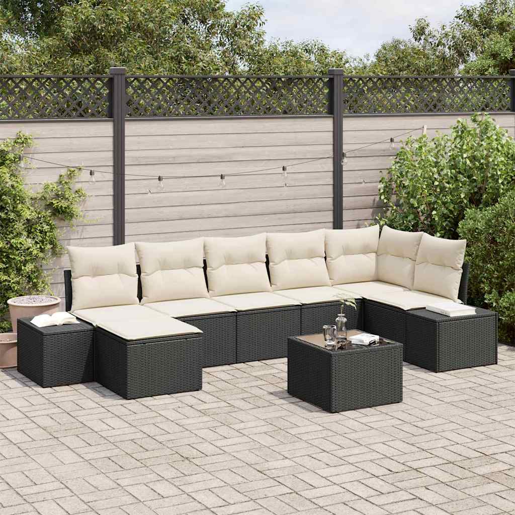 Conjunto de Sofá de Jardim 8 pcs Preto Rattan Sintético