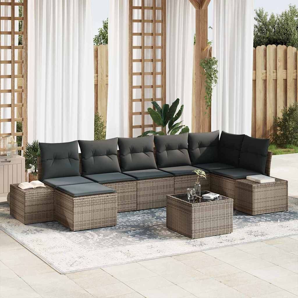 Conjunto de Sofá de Jardim 8 pcs Cinzeto Rattan Sintético
