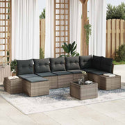 Conjunto de Sofá de Jardim 8 pcs Cinzeto Rattan Sintético