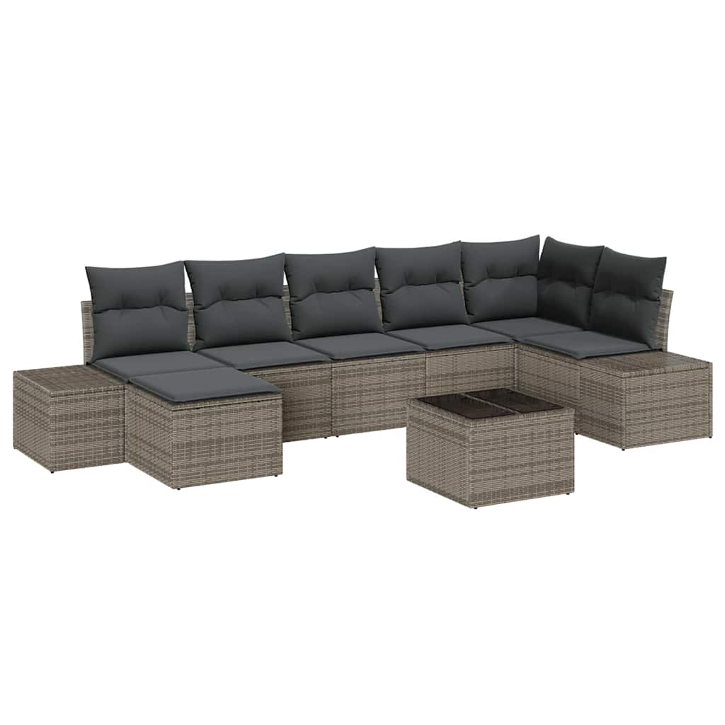 Conjunto de Sofá de Jardim 8 pcs Cinzeto Rattan Sintético