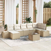 Conjunto de Sofá de Jardim 8 pcs Bege Rattan Sintético