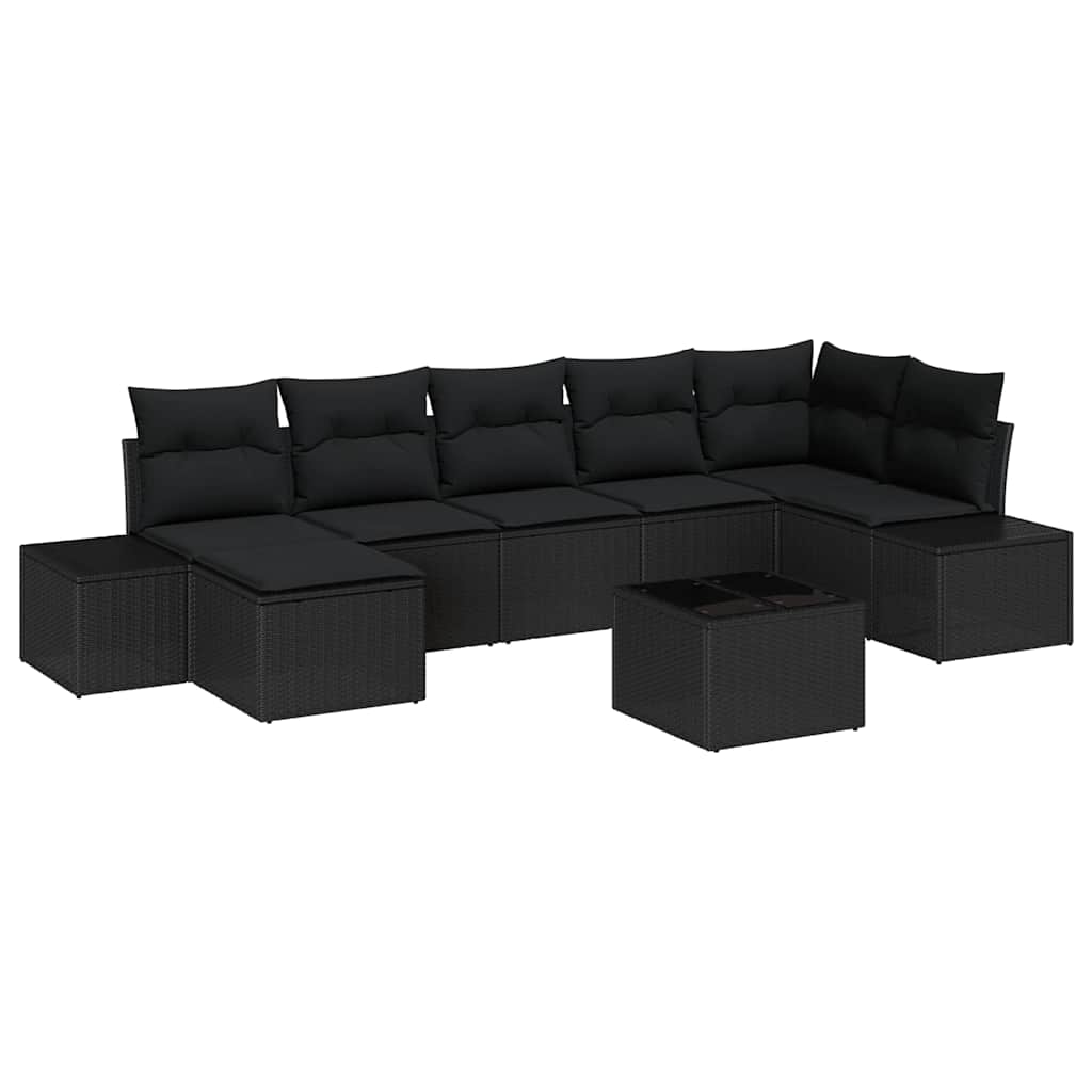 Conjunto de Sofá de Jardim 8 pcs Preto Rattan Sintético