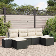 Conjunto de Sofá de Jardim 6 pcs Preto e creme 184 x 62 x 85 cm