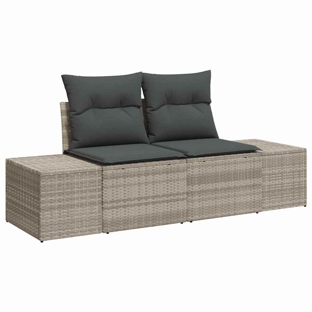 Conjunto de Sofá de Jardim com almofada 6 pcs Cinzento-claro