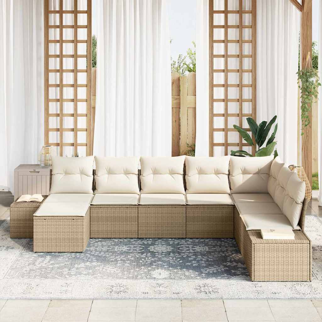 Conjunto de Sofá de Jardim 8 pcs bege e creme 319 x 209 x 85 cm