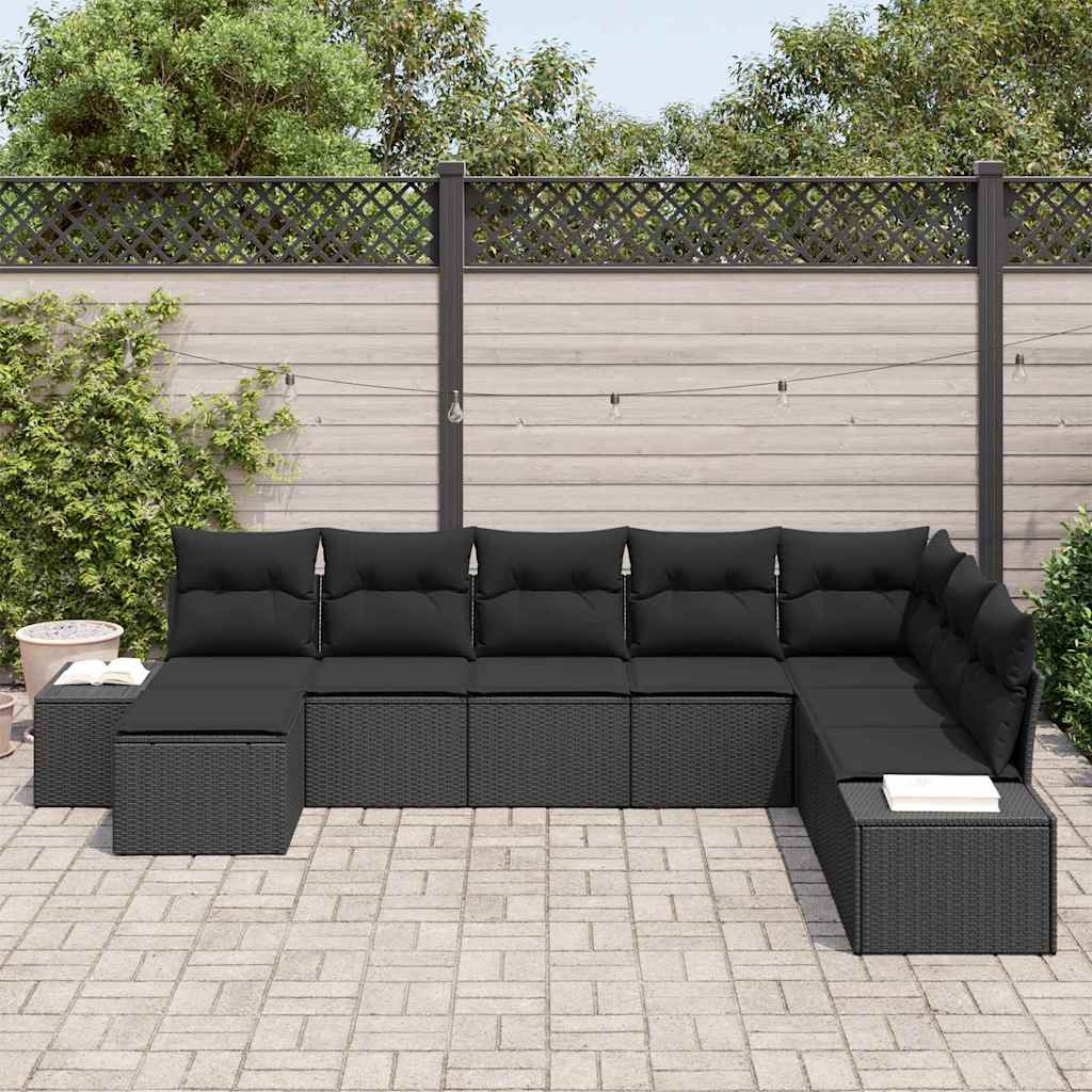 Conjunto de Sofá de Jardim 8 pcs Preto 319 x 209 x 85 cm