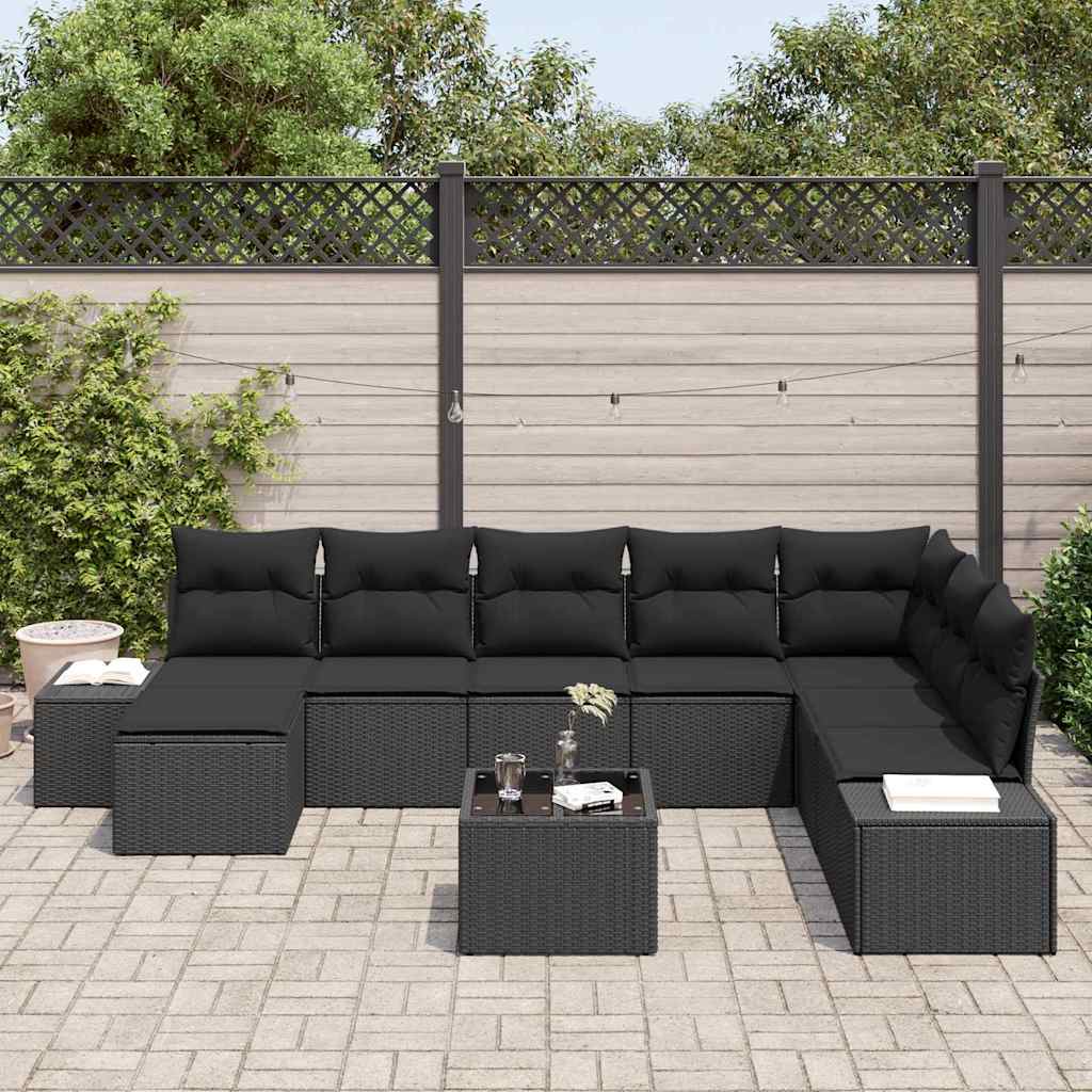 Conjunto de Sofá de Jardim 9 pcs Preto 319 x 209 x 85 cm