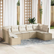 Conjunto de Sofá de Jardim 7 pcs bege e creme 289 x 154 x 85 cm