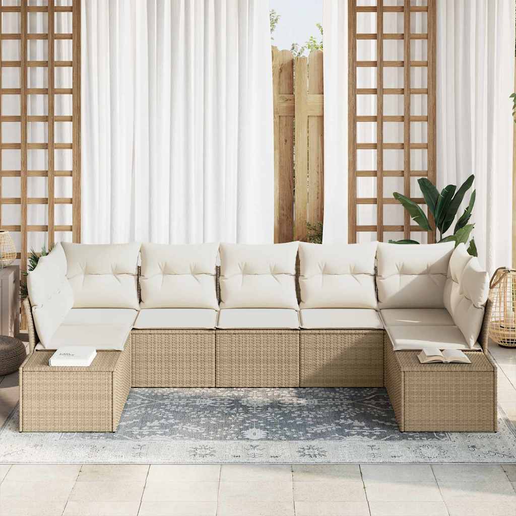 Conjunto de Sofá de Jardim 7 pcs bege e creme 289 x 154 x 85 cm